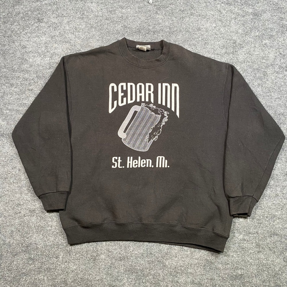 Vintage Lee Heavyweight Cedar Inn St Helen MI Sweatshirt Mens XL Black 90s USA